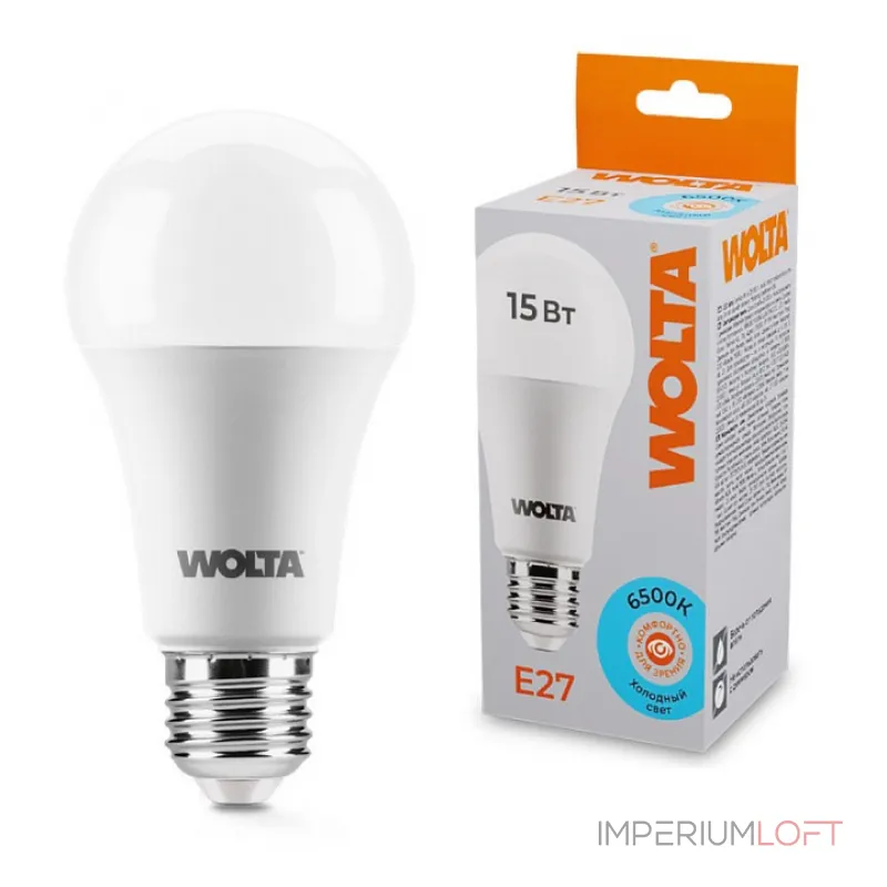 Лампа светодиодная Wolta E27 15Вт 6500K 25W60BL15E27 от ImperiumLoft