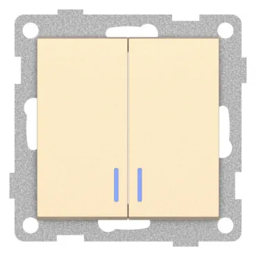 Выключатель двухклавишный с подсветкой без рамки Gusi Electric UGRA С11В28-027 Выключатель двухклавишный с подсветкой без рамки Gusi Electric UGRA С11В28-027