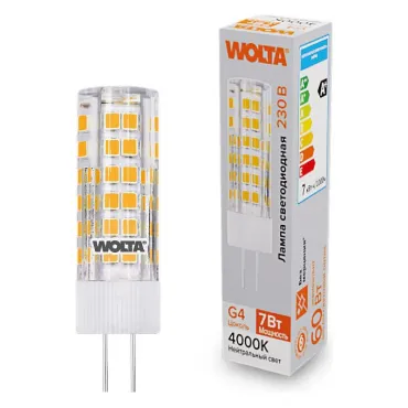 Лампа светодиодная Wolta G4 7Вт 4000K WSTD-JC-220V7W4KG4-C
