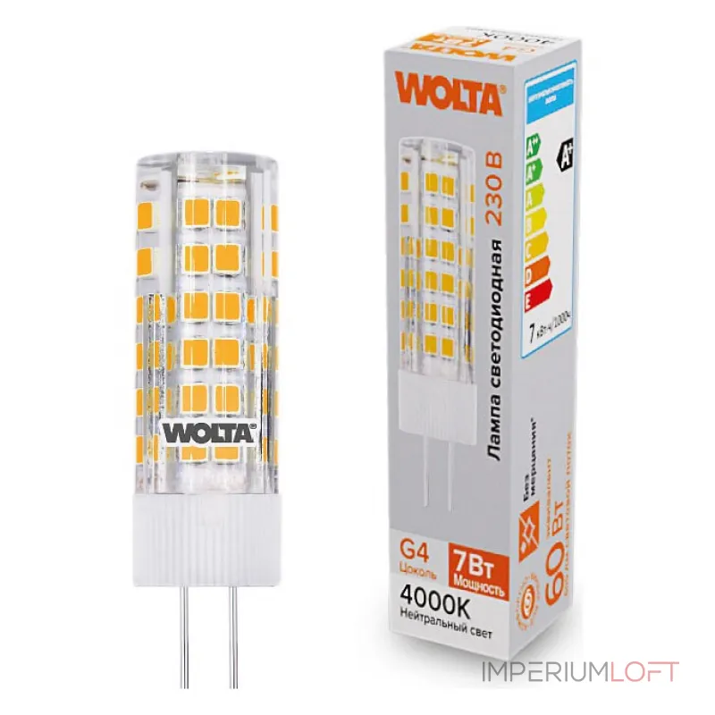 Лампа светодиодная Wolta G4 7Вт 4000K WSTD-JC-220V7W4KG4-C от ImperiumLoft