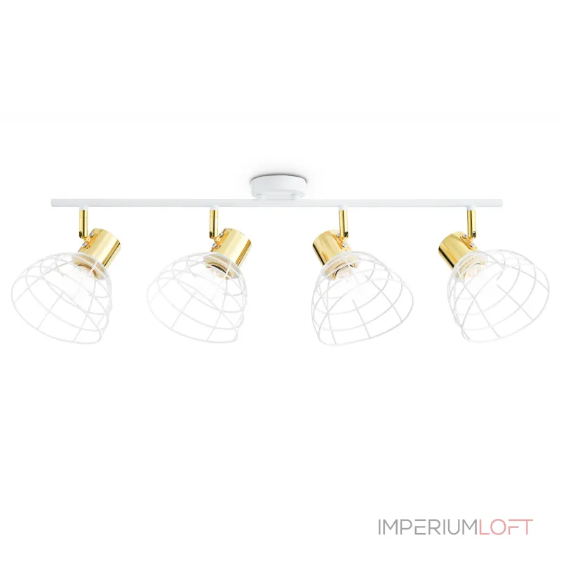 Настенно-потолочный спот в стиле лофт TR8603/4 WH/GD белый/золото E27*4 max 465*154*230 от NovaLamp Настенно-потолочный спот в стиле лофт TR8603/4 WH/GD белый/золото E27*4 max 465*154*230 от NovaLamp