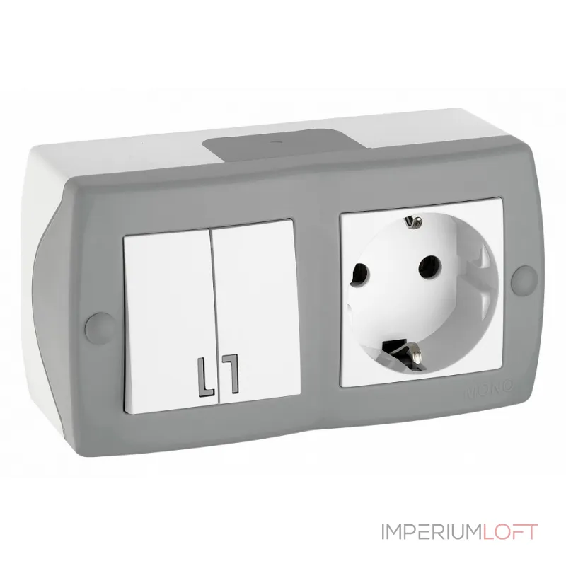 Блок с розеткой и выключателем Mono Electric Octans IP20 104-020001-181 от ImperiumLoft