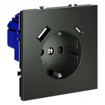 Розетка с заземлением и со шторкой и 2хUSB type A и C без рамки Voltum S70 VLS040506 от ImperiumLoft