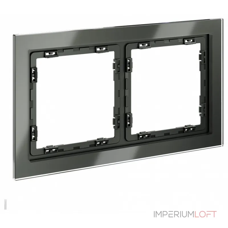 Рамка стеклянная S70 на 2 поста (титан стекло) Voltum VLS110206