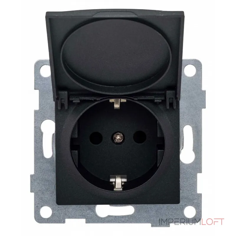 Розетка с заземлением и со шторкой без рамки с крышкой Gusi Electric UGRA С11Р91-010 от ImperiumLoft