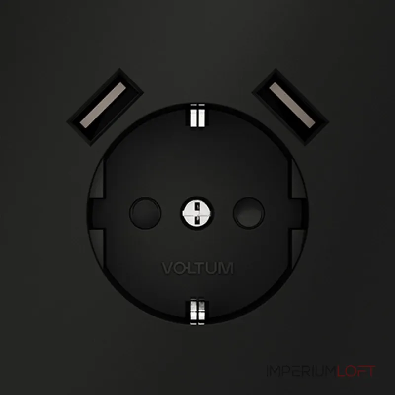 Розетка встраиваемая S70 с заземлением и защитными шторками 16А с USB A+A (черный матовый Voltum VLS040408