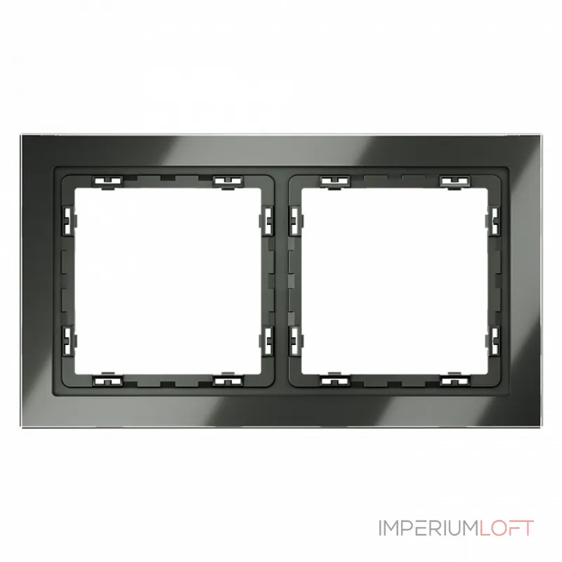 Рамка стеклянная S70 на 2 поста (титан стекло) Voltum VLS110206