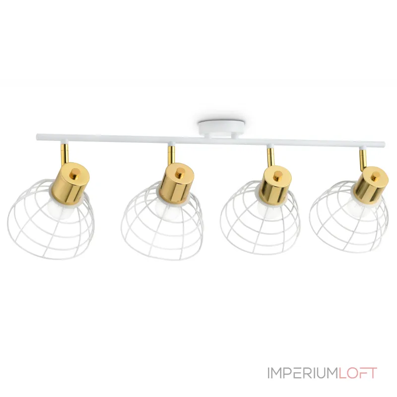 Настенно-потолочный спот в стиле лофт TR8603/4 WH/GD белый/золото E27*4 max 465*154*230 от NovaLamp Настенно-потолочный спот в стиле лофт TR8603/4 WH/GD белый/золото E27*4 max 465*154*230 от NovaLamp