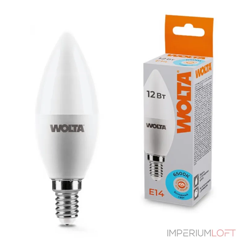 Лампа светодиодная Wolta E14 12Вт 6500K 25WC12E14 от ImperiumLoft
