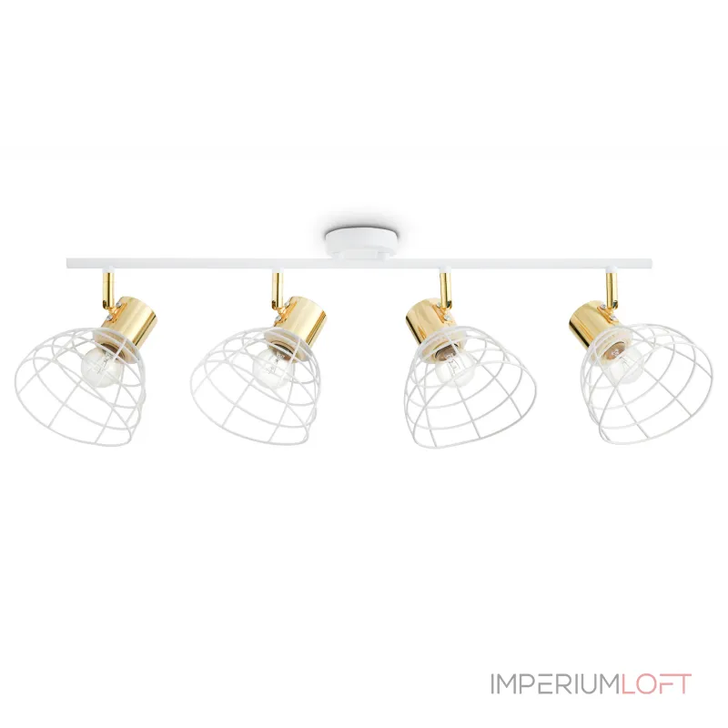 Настенно-потолочный спот в стиле лофт TR8603/4 WH/GD белый/золото E27*4 max 465*154*230 от NovaLamp Настенно-потолочный спот в стиле лофт TR8603/4 WH/GD белый/золото E27*4 max 465*154*230 от NovaLamp