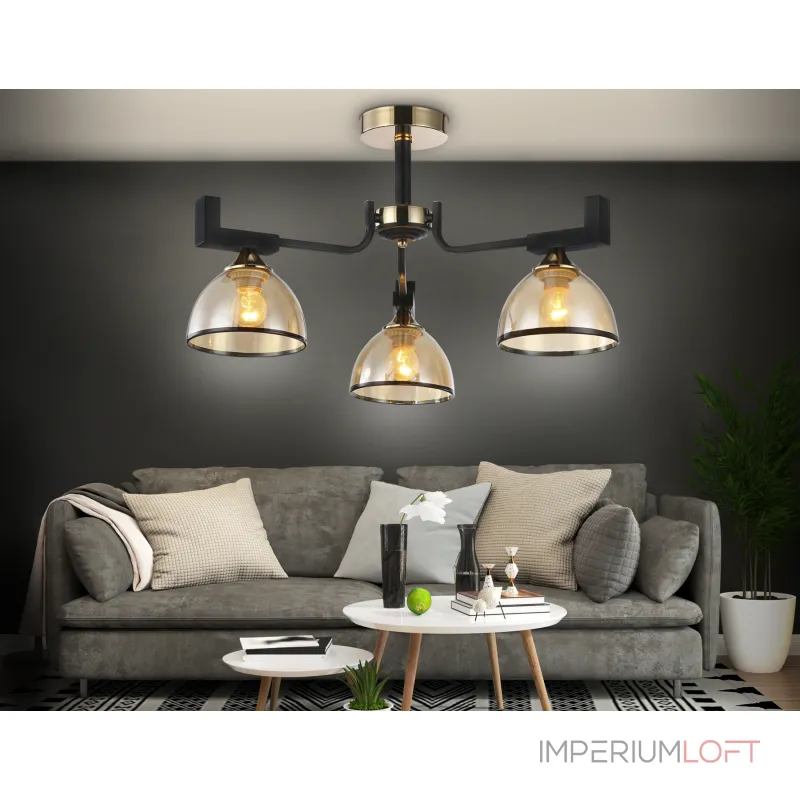 Подвесная люстра TR9098/3 BK/GD/TI черный/золото/янтарь E27*3 max 40W D600*316 от NovaLamp Подвесная люстра TR9098/3 BK/GD/TI черный/золото/янтарь E27*3 max 40W D600*316 от NovaLamp
