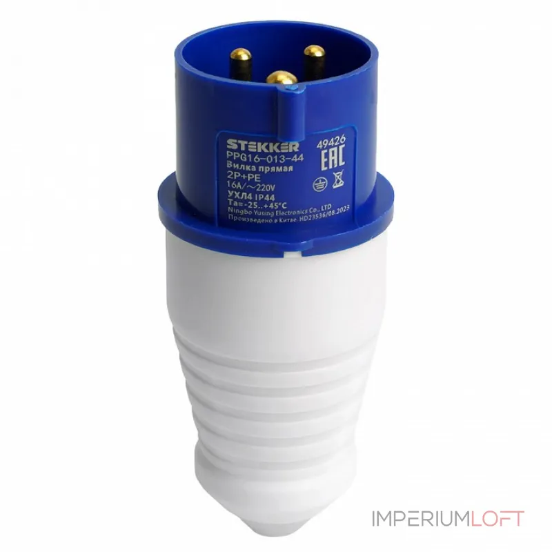 Вилка прямая 2P+PE Stekker ST 49426 от ImperiumLoft