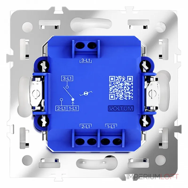 Проходной переключатель встраиваемый S70 одноклавишный с подсветкой 10А (белый глянцевый) Voltum VLS010401