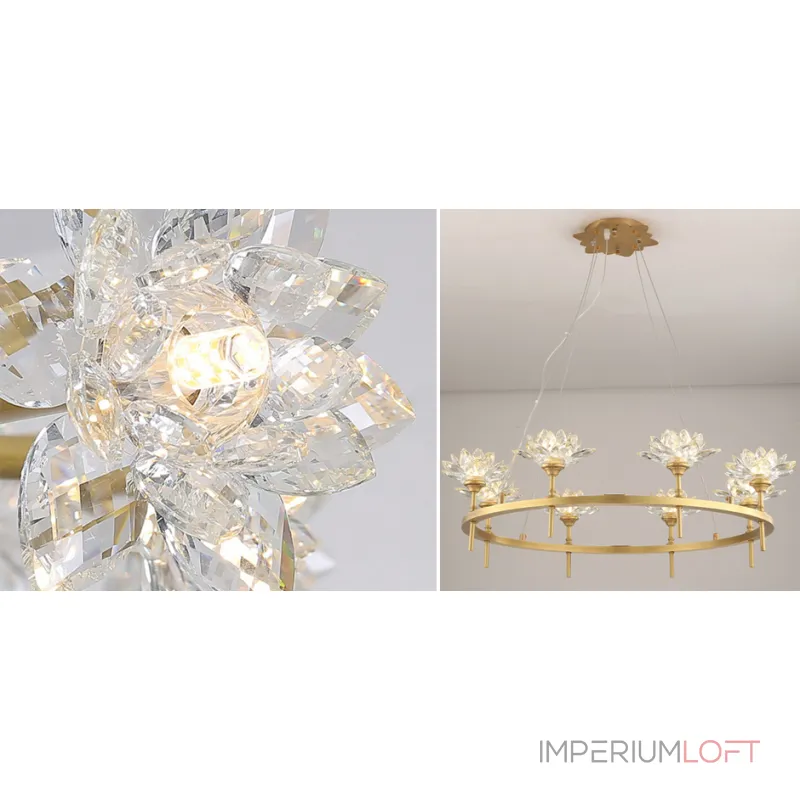 Подвесная хрустальная люстра Lotus flower Clear Glass lamp 8