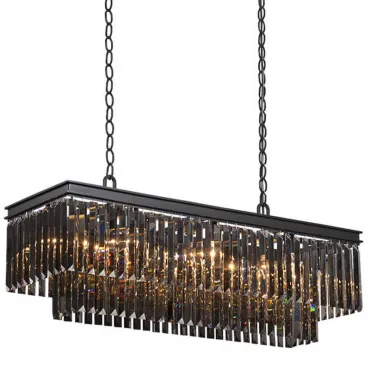 Подвесная люстра Odeon Gray glass Rectangular Chandelier Black iron 100