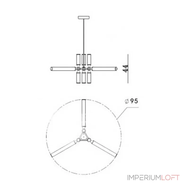 Люстра на штанге Castle 9-01 Black and Smoke