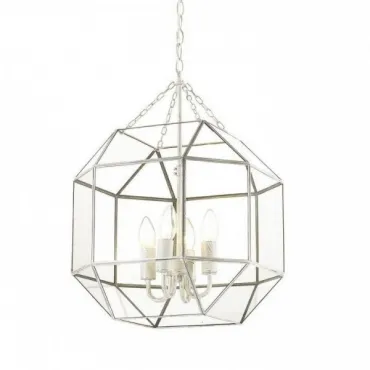 Подвесной светильник Glass & Metal Cage Pendant White 4