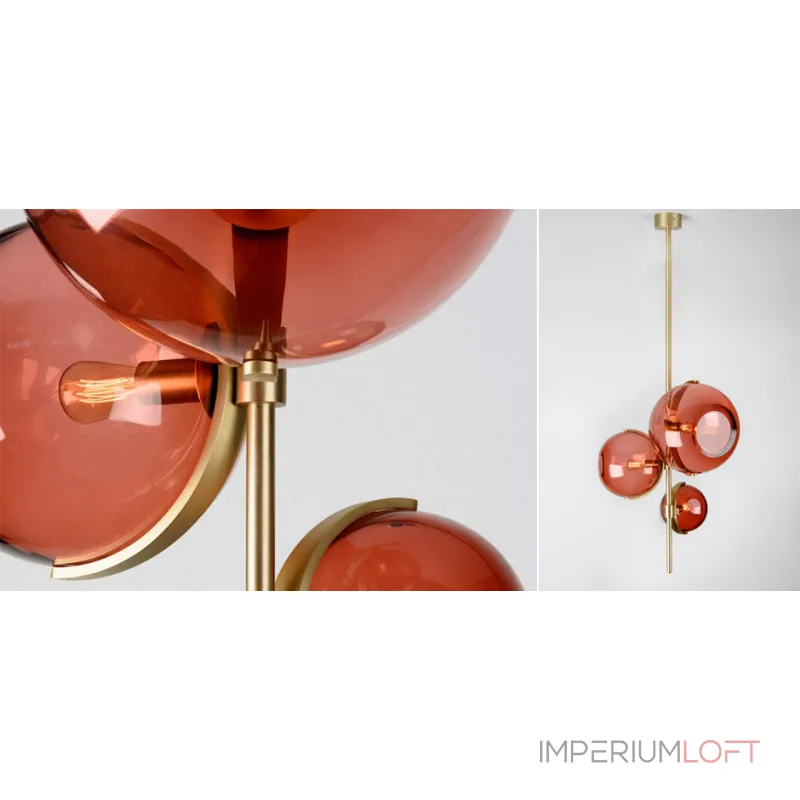 Дизайнерский светильник с тремя стеклянными плафонами RUBIE Last Night от ImperiumLoft