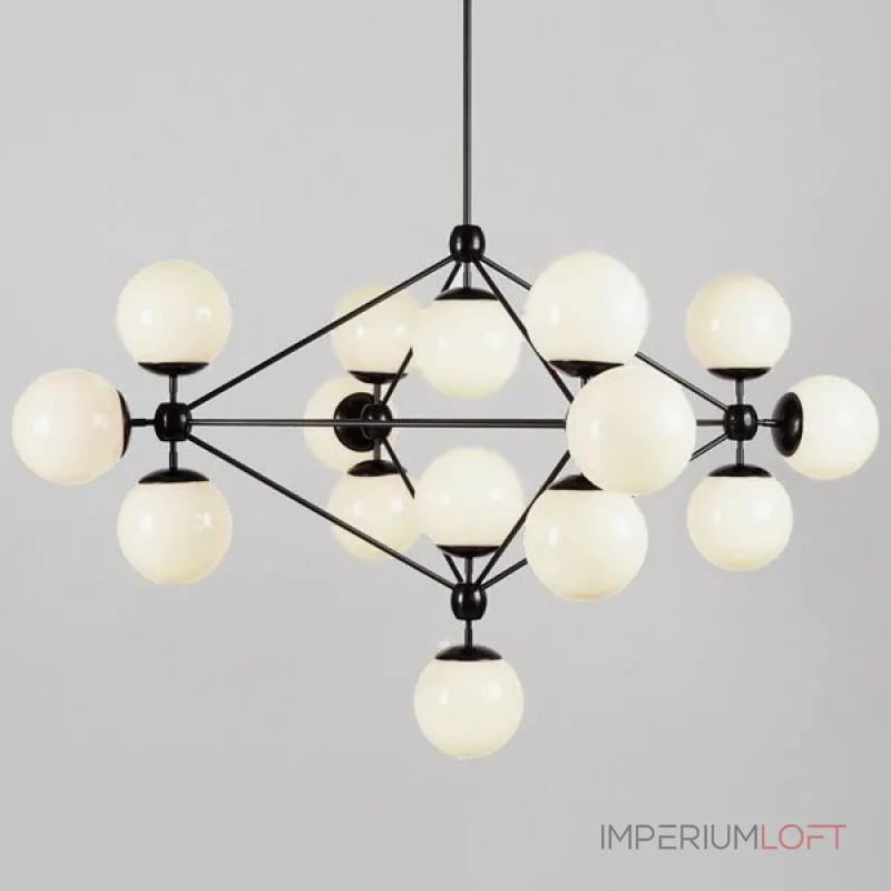 Люстра на штанге Modo Chandelier Black and White Glass 15-21 Globes Люстра на штанге Modo Chandelier Black and White Glass 15-21 Globes
