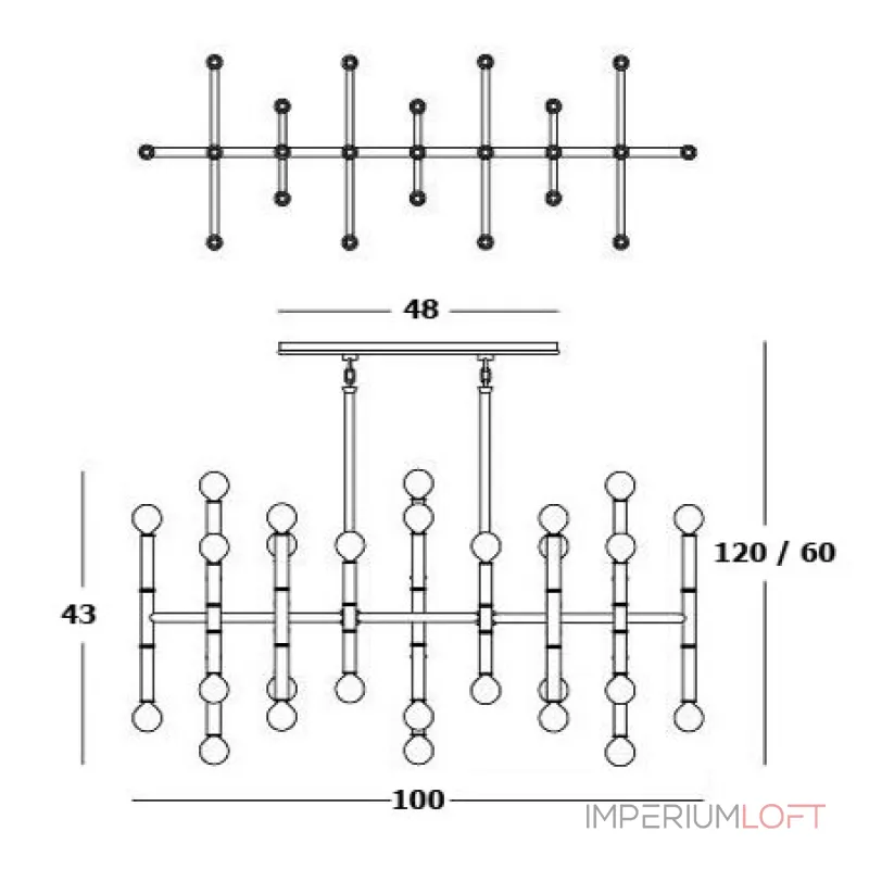 Люстра на штанге Meurice Rectangular Chandelier Jonathan Adler