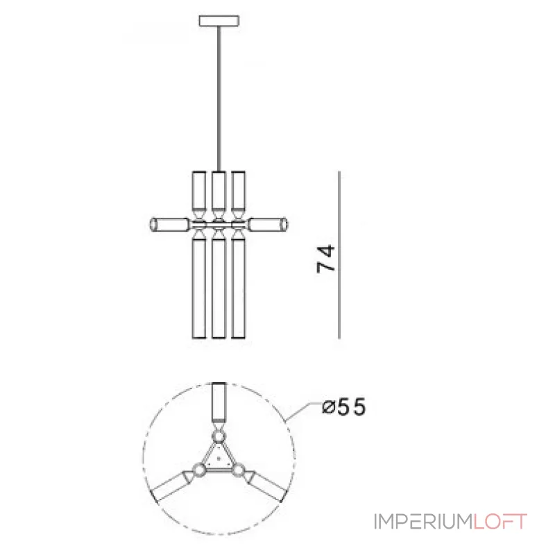 Люстра на штанге Castle 9-02 Black and Milk