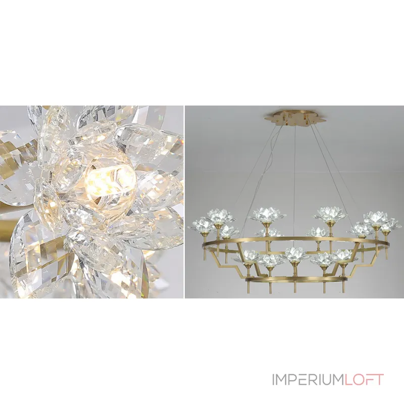 Подвесная хрустальная люстра Lotus flower Clear Glass lamp 15
