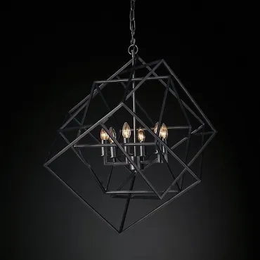 Подвесная люстра RH Caged Cubist Pendant black