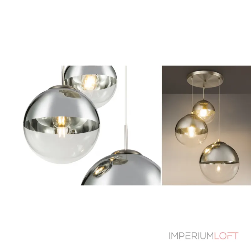 Светильник подвесной Mirror Ball Silver 3 плафона  от ImperiumLoft