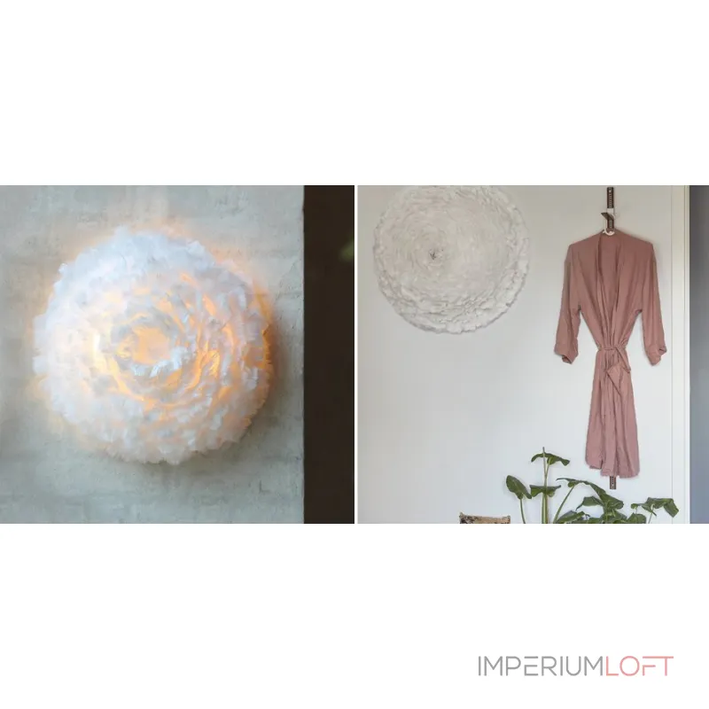 Декор на стену из перьев Plumage Pink c подсветкой от ImperiumLoft