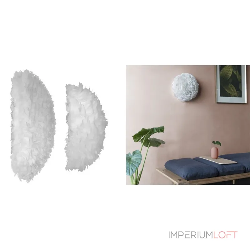 Декор на стену из перьев Plumage Pink c подсветкой от ImperiumLoft