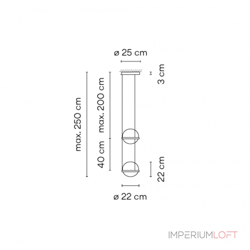 Подвесной светильник PALMA Wall lamp 2 шара + 1 вазон