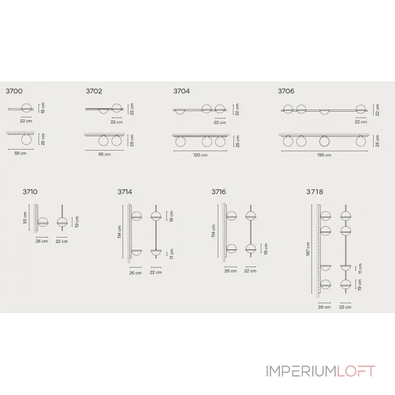 Бра PALMA Wall lamp 1 шар от ImperiumLoft