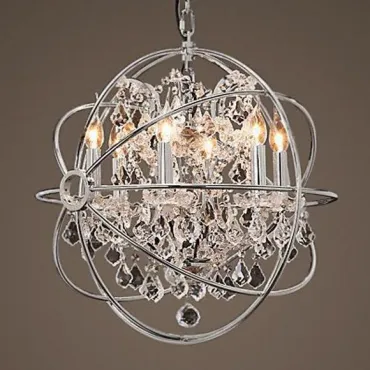 Подвесная люстра RH Foucault's Orb Crystal Chandelier Polished Nickel Small