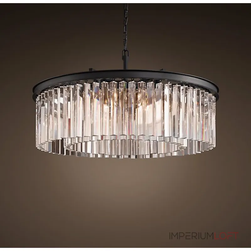 Подвесная люстра RH Rhys Clear Glass Prism Round Chandelier 70 Подвесная люстра RH Rhys Clear Glass Prism Round Chandelier 70