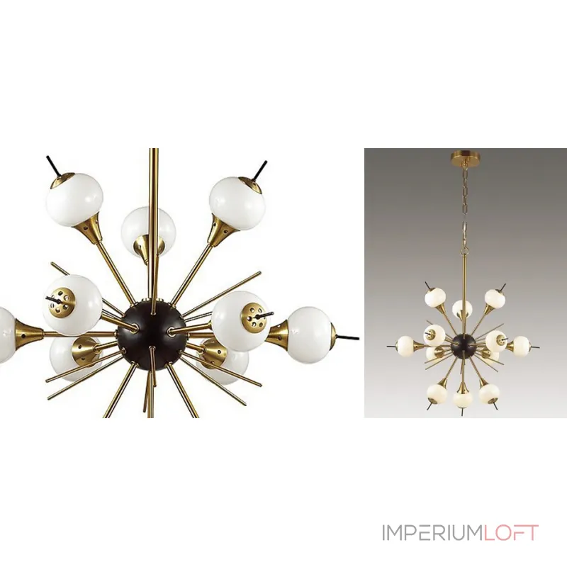 Люстра на штанге White Glass Globes Sputnik Chandelier