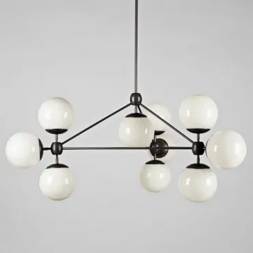 Люстра на штанге Modo 10 Globes Chandelier Black and White Glass