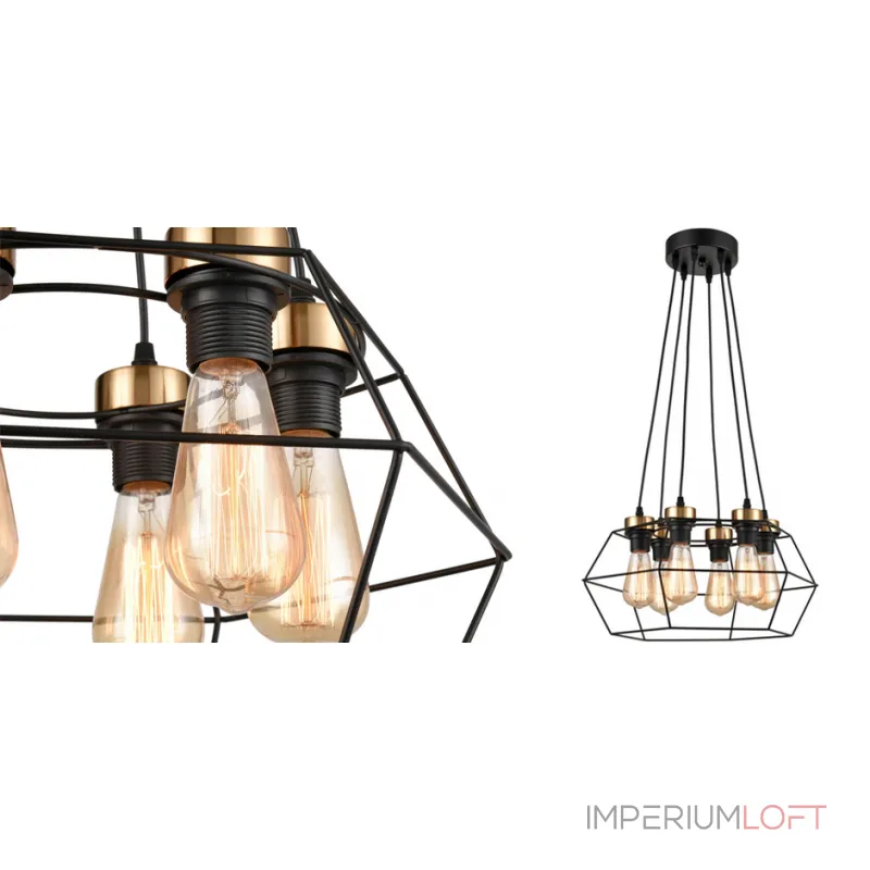 Подвесная люстра Loft Wire Cage Black lamp 6