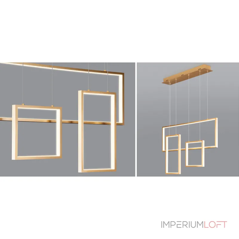 Подвесная люстра Rectangle Geometry Chandelier Gold 3