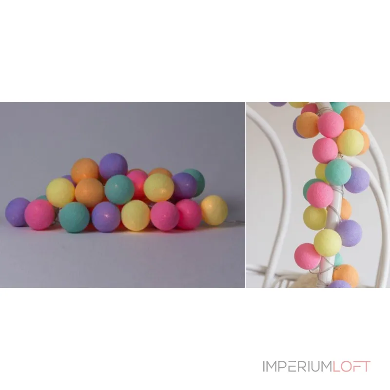 Гирлянда хлопковые фонарики Сotton Ball Ice Cream от ImperiumLoft Гирлянда хлопковые фонарики Сotton Ball Ice Cream от ImperiumLoft