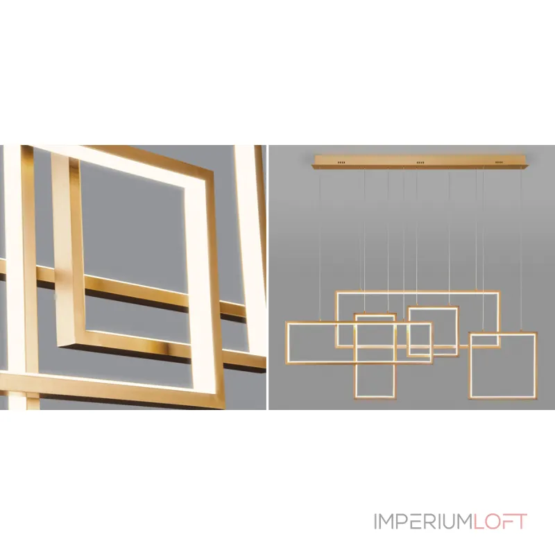 Подвесная люстра Rectangle Geometry Chandelier Gold 5