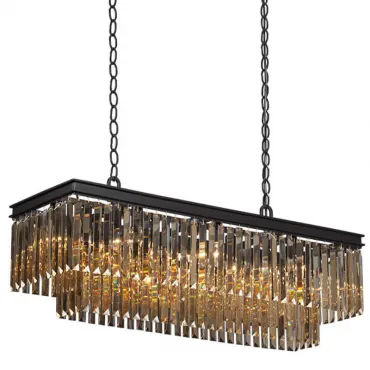 Подвесная люстра Odeon Amber Glass Rectangular Chandelier Black iron 100