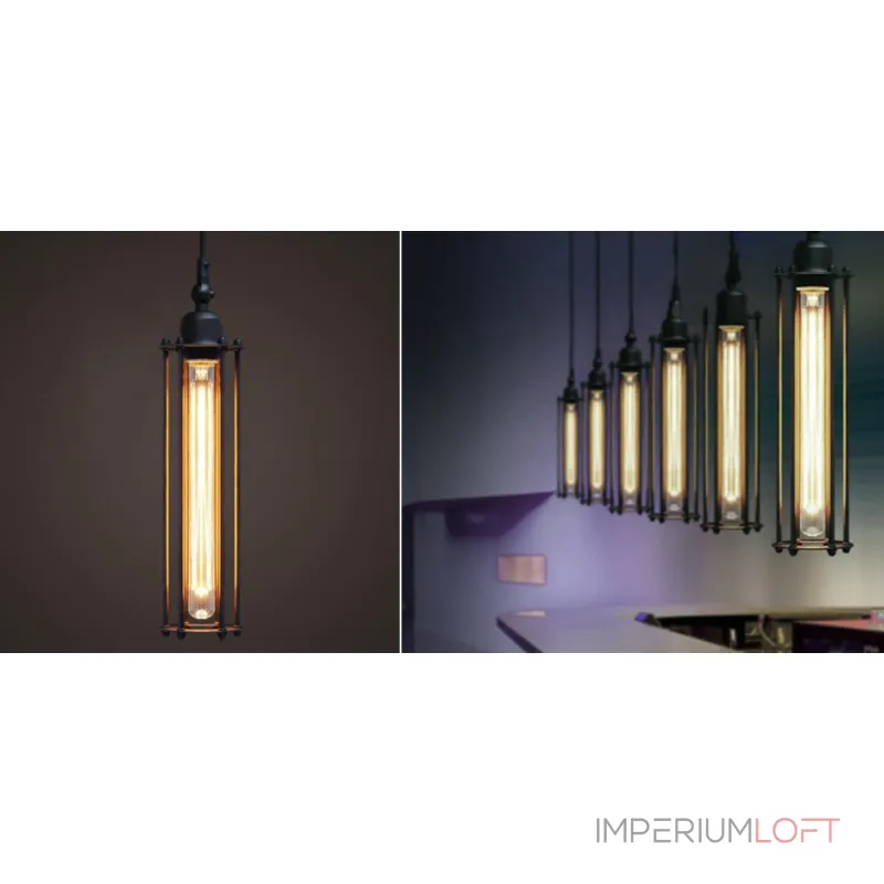 Подвесной светильник Loft Industrial Edison Cage Vetrical Momo от ImperiumLoft