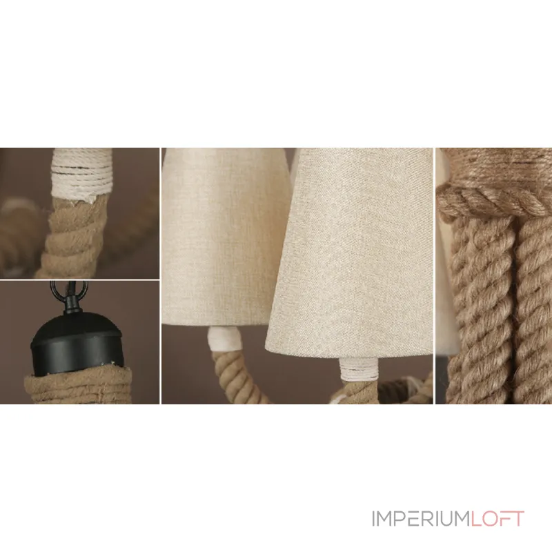 Подвесная люстра Rattan Chandelier Loft Rope Light