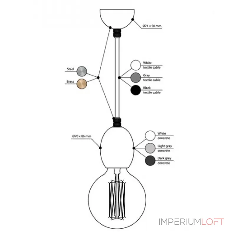 Подвесной светильник BETON BOLTI designed		 in 2015 от ImperiumLoft