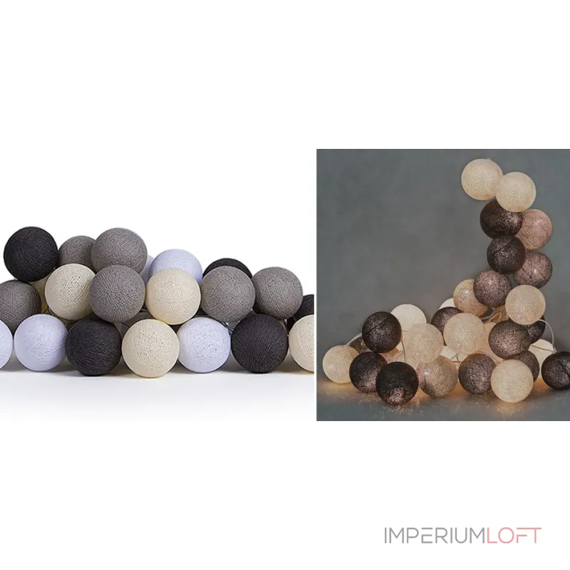 Гирлянда хлопковые фонарики Сotton Ball Taupe от ImperiumLoft Гирлянда хлопковые фонарики Сotton Ball Taupe от ImperiumLoft