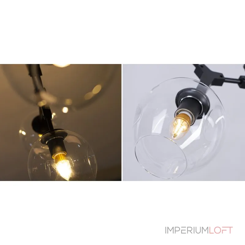 Люстра на штанге Сrumpled Glass Bubble Chandelier Black 3
