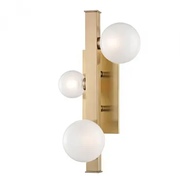 Бра Hudson Valley 8703-AGB Mini Hinsdale 3 Light Wall Sconce In Aged Brass Бра Hudson Valley 8703-AGB Mini Hinsdale 3 Light Wall Sconce In Aged Brass