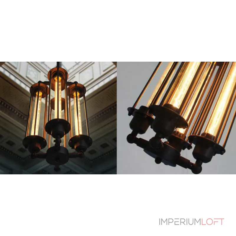 Подвесной светильник Loft Industrial Edison Cage Vertical Quatro от ImperiumLoft