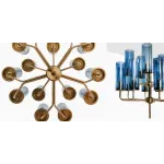 Люстра на штанге Agne Brass & Blue Glass Tube Chandelier 10