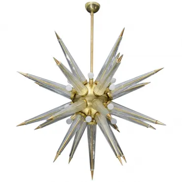 Люстра на штанге Brass Sputnik Chandelier with Murano Glass Spikes